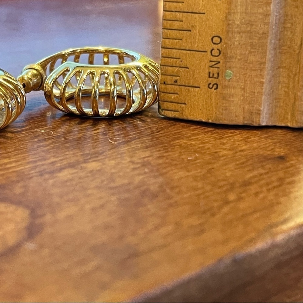 Openwork Statement Hoops Gold Earrings Vintage Fa… - image 4